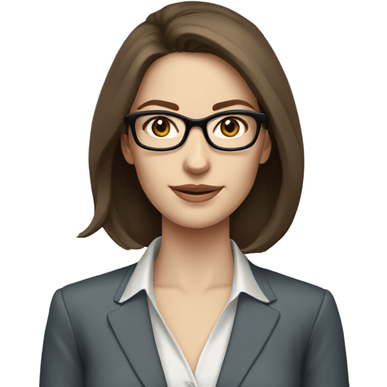 Shoulder length brown hair pale beautiful corporate woman with glasses and blue eyes emoji