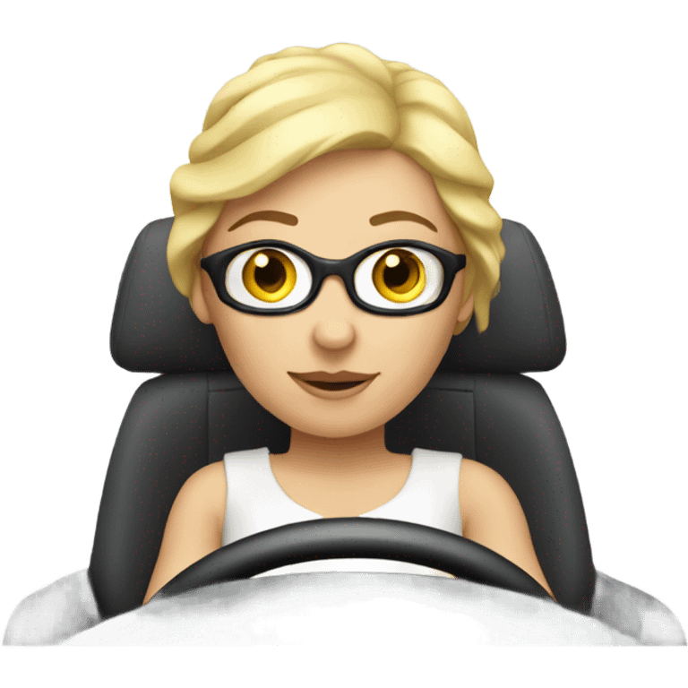 White women driving a car emoji