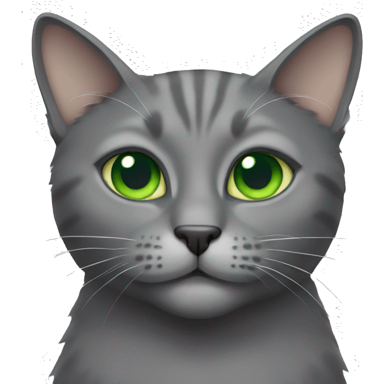 Gray cat green eyes emoji