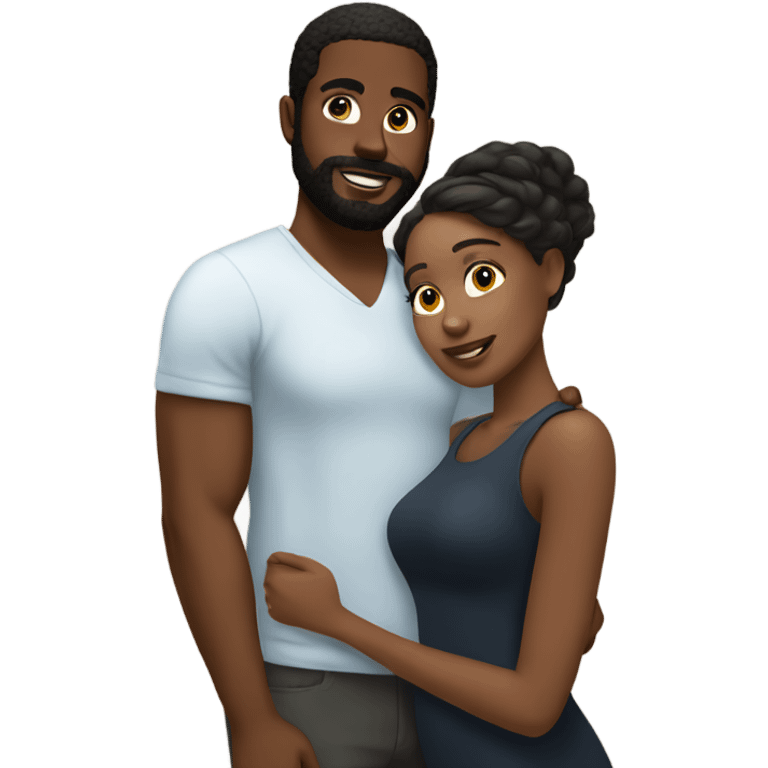 Black guy with beard in relationship with black woman emoji