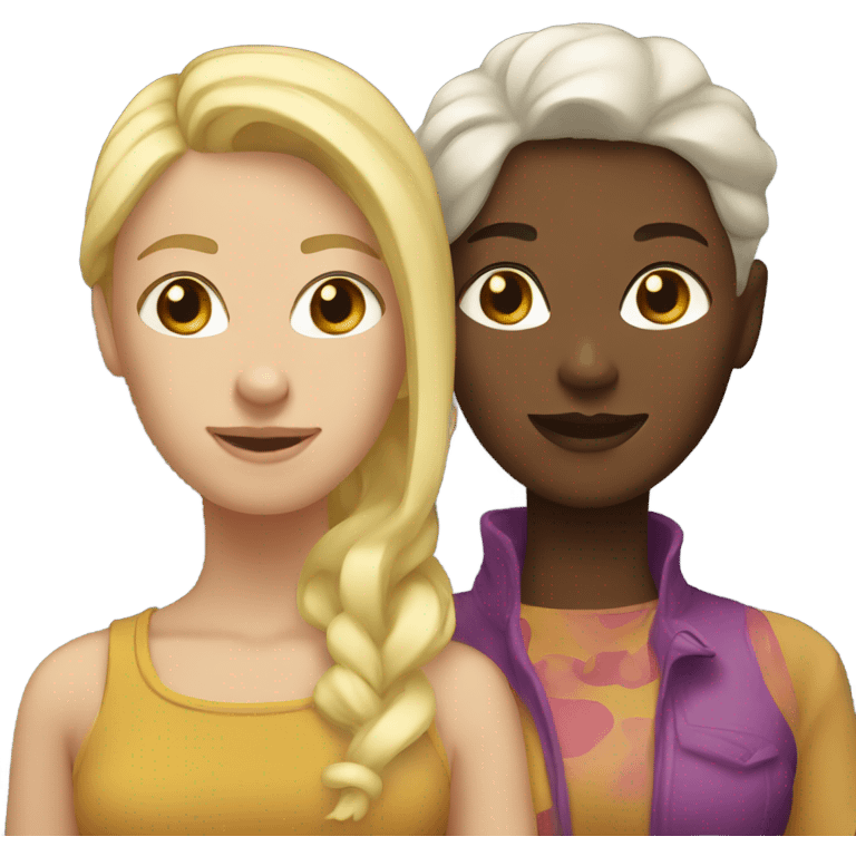 Blonde and brunette lesbian couple  emoji