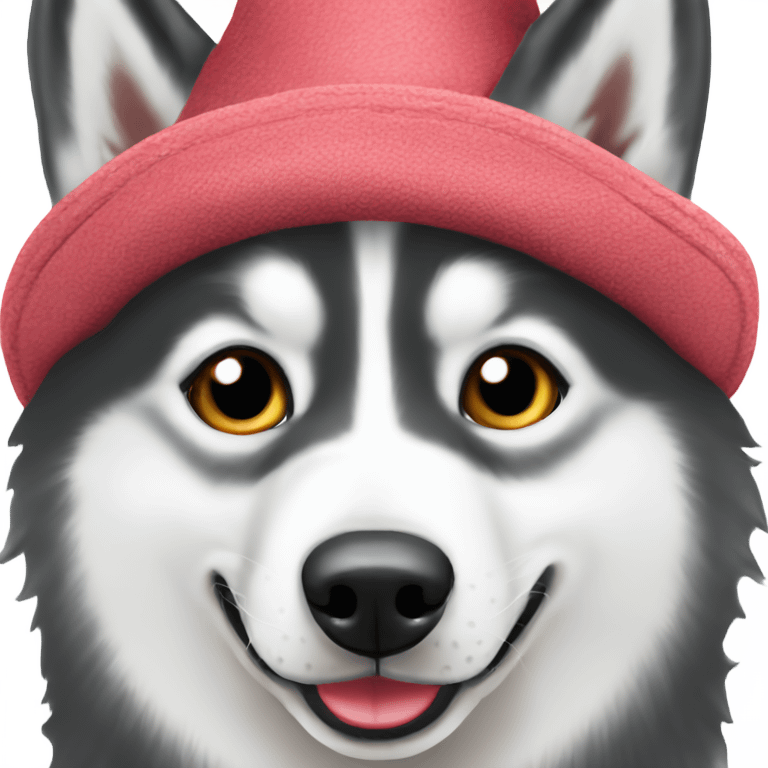 Siberian husky wearing hat emoji