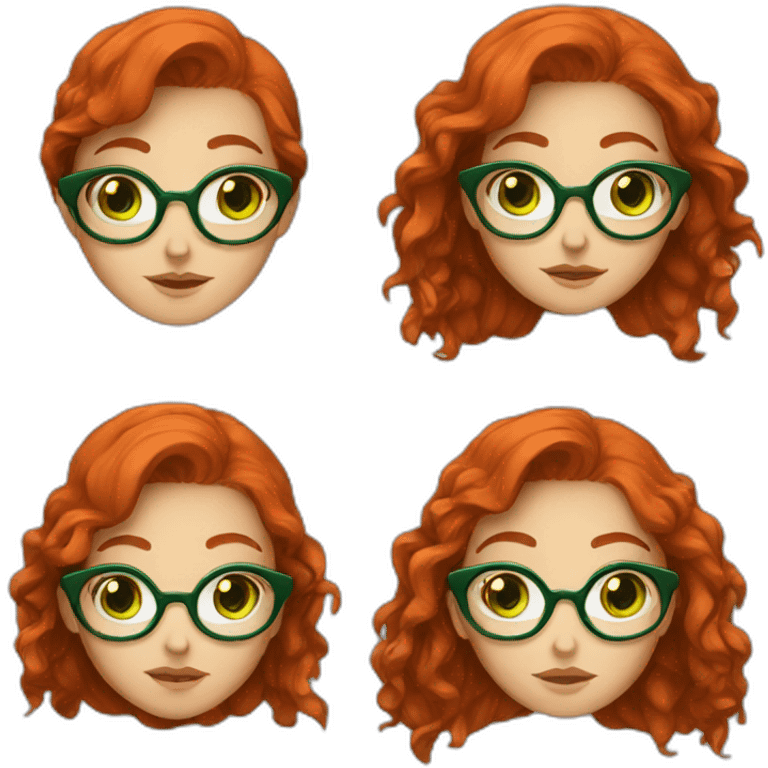 Red hair girl with glasses and green eyes emoji