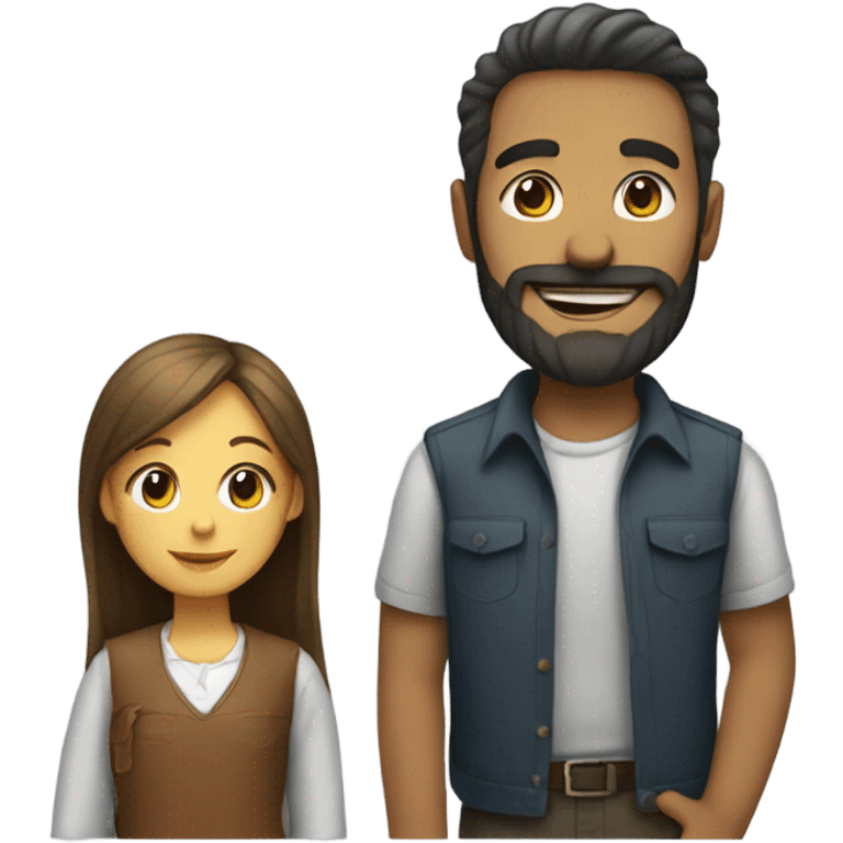 smiling girl with bearded man emoji