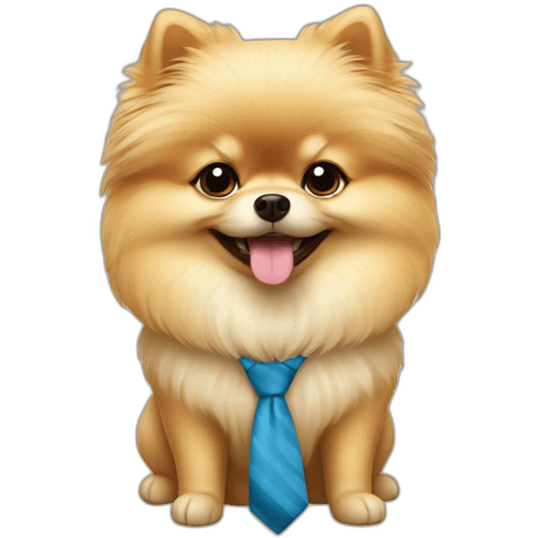 cream pomeranian wearing a tie emoji