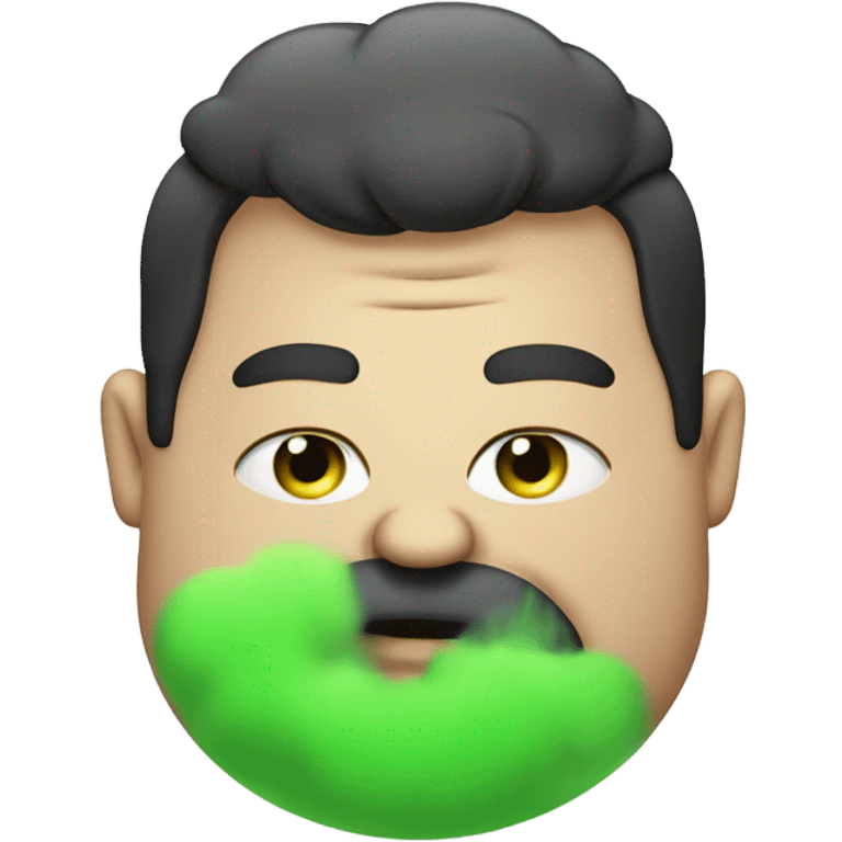 Fat guy with green smoke out of mouth bad breath emoji