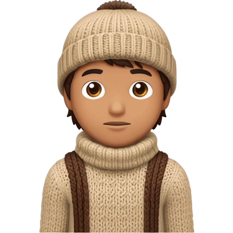 man in wither outfit and knited hat full scale standing emoji