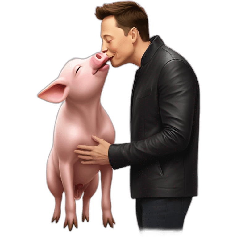 elon musk kissing a pig emoji