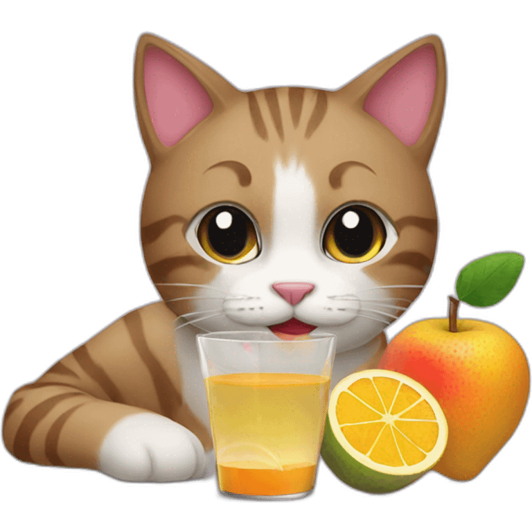 cat drinking fruit juice emoji