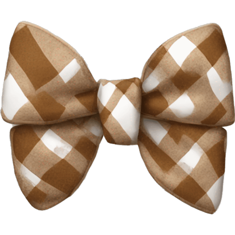 Brown and white plaid bow emoji