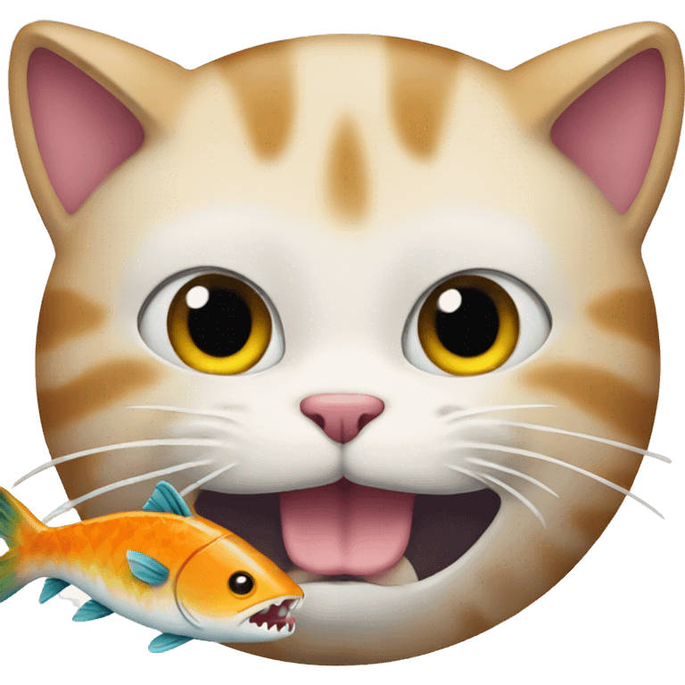 cat eating a fish emoji