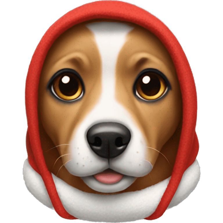 Dog wearing Christmas hoodie emoji