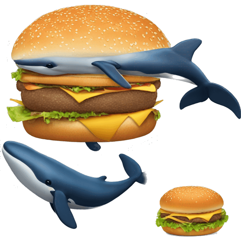 a whale with a burger emoji