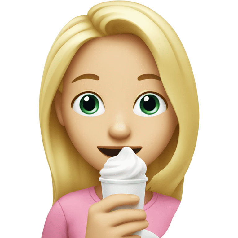 Blond girl eating yogurt  emoji