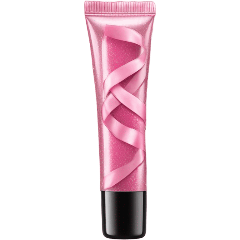 pink shimmer lip gloss with ribbon emoji