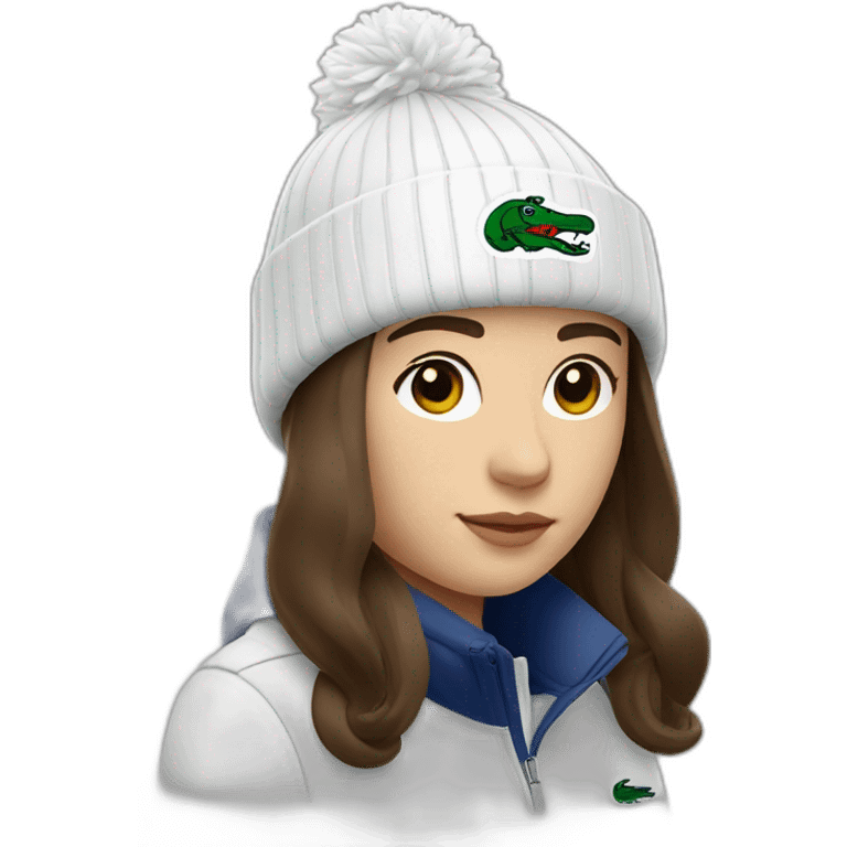 Brunette lacoste beanie with lacoste emoji