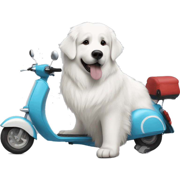 Great Pyrenees next to a scooter  emoji