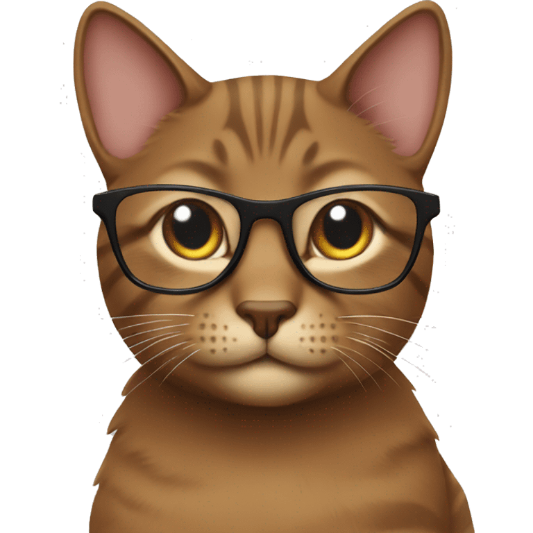 brown Tabbi cat with glasses emoji