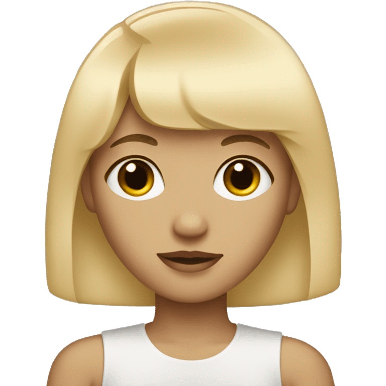 Blonde girl with black eyes and bangs emoji