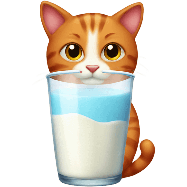 a red cat drinking milk sha emoji