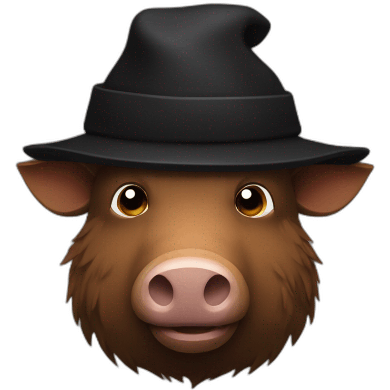 fullface sad brown boar with stubble in a black winter hat emoji