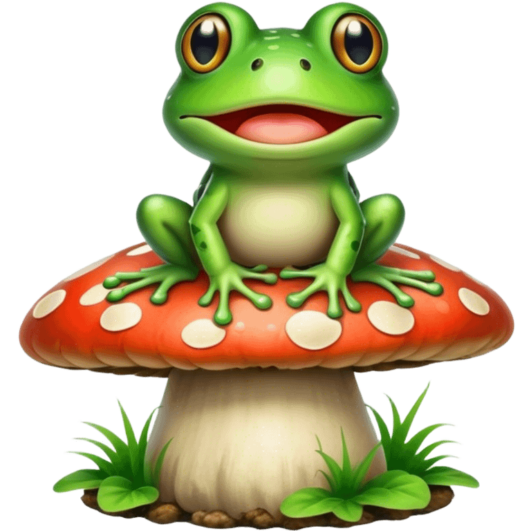 Frog on top of a mushroom emoji