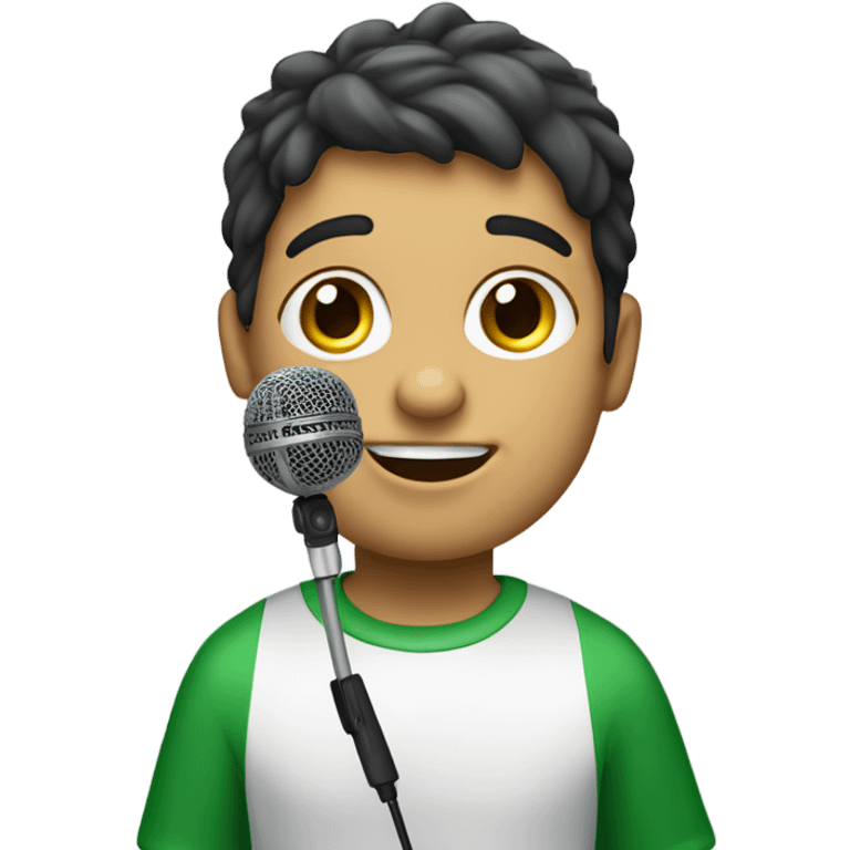 Disabled Italian boy with a microphone emoji