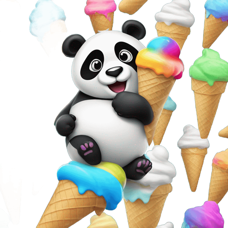 Panda eating ice cream emoji