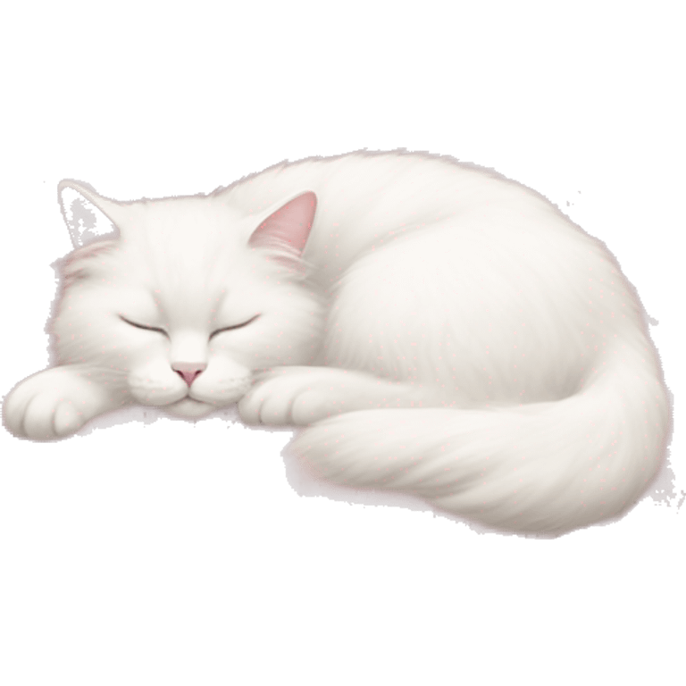 White cat angora sleeping in the soft pink circle pillow  emoji