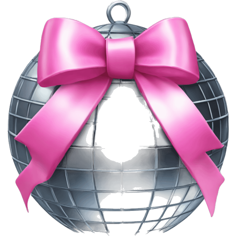 Disco ball with pink bow emoji