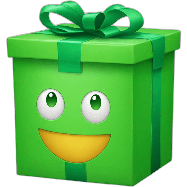 green gift box with smile face emoji