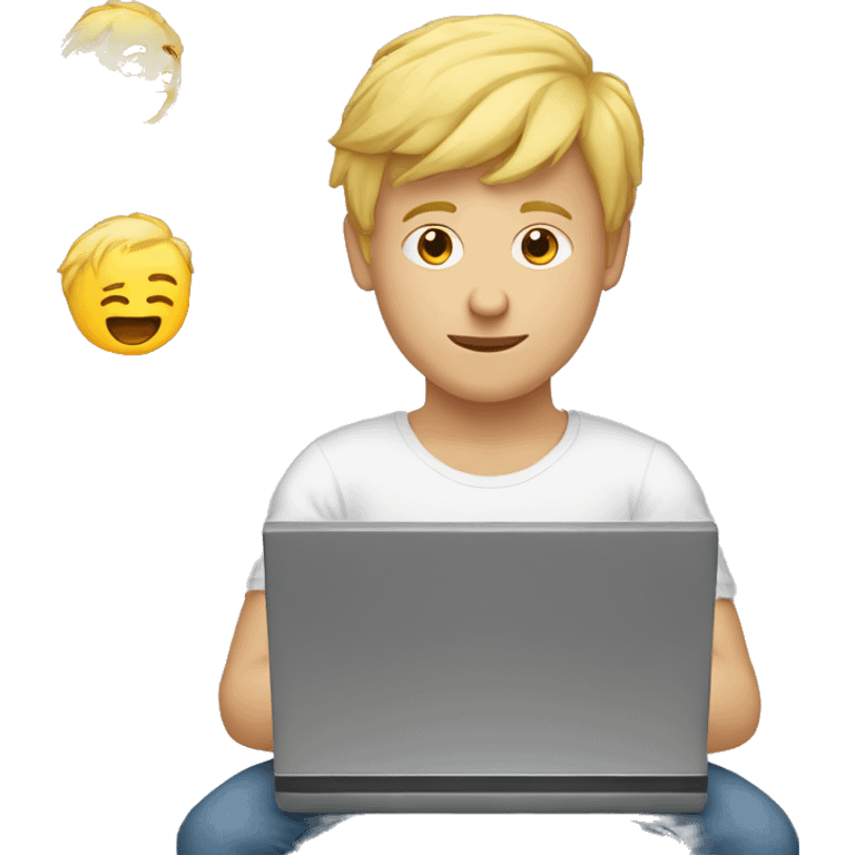 jeune homme blond entrain de frapper son ordinateur  emoji