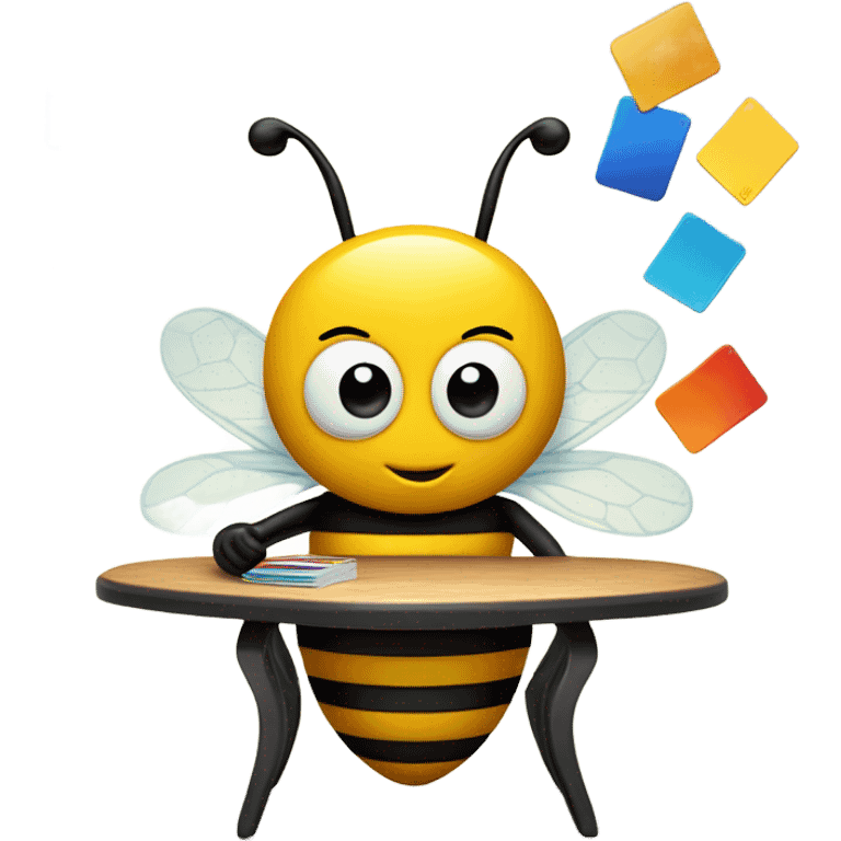 Bee playing uno card game emoji