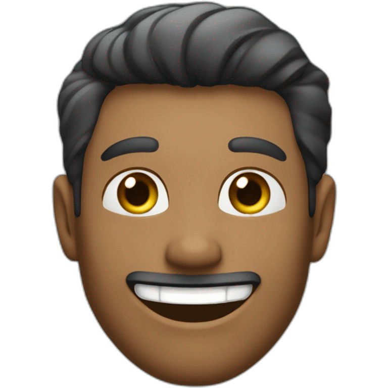 Hombre calvo con pelo negro lateral ojos verdes y sonrisa feliz emoji