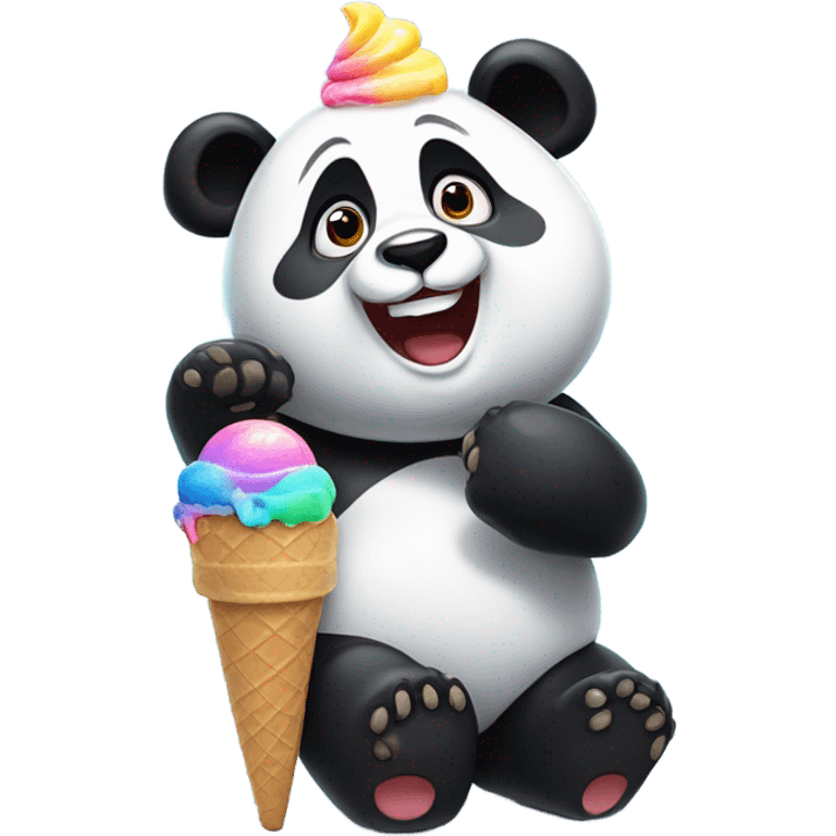 Panda eating ice cream emoji