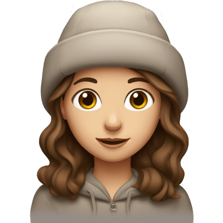 Girl with brown hair wearing a hat in winter emoji