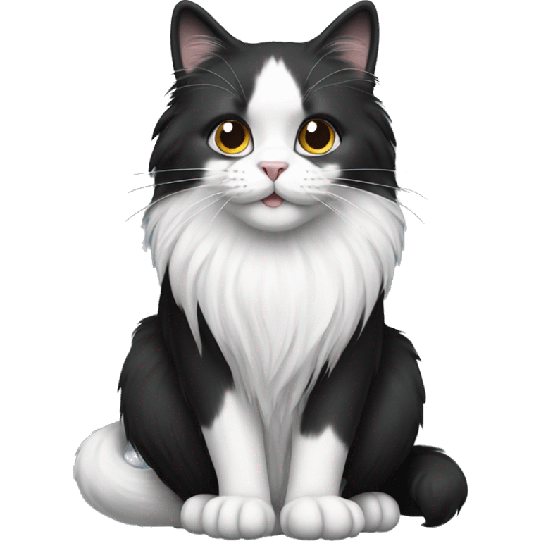 black and white longhair cat emoji