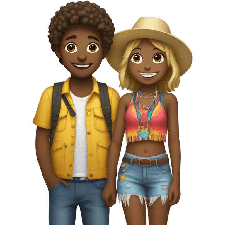 smiling girl and boy outdoors at a music festival emoji