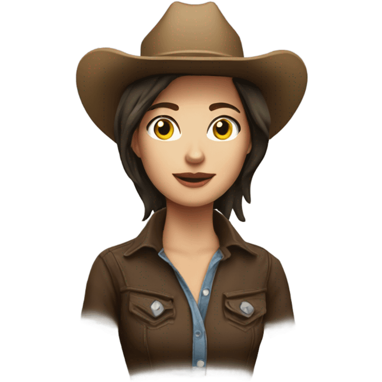 White skin Brunette short hair cowgirl emoji