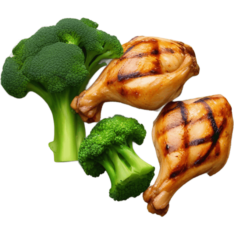 grill chicken with broccoli emoji