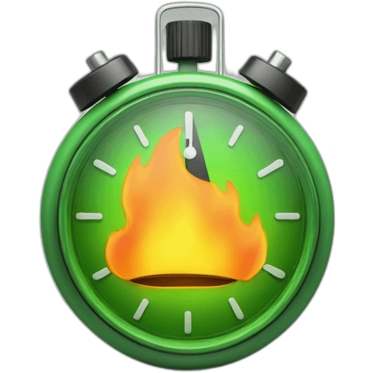 green timer on fire emoji