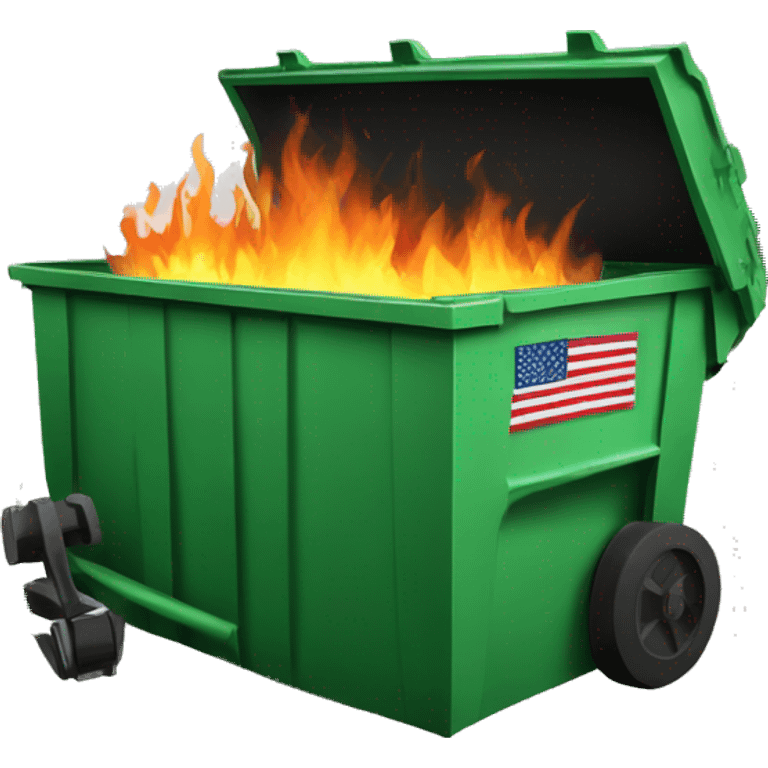 Dumpster fire with violin and American flag  emoji