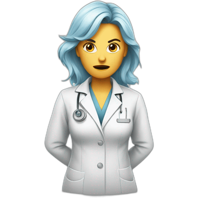 Furious women in lab coat emoji