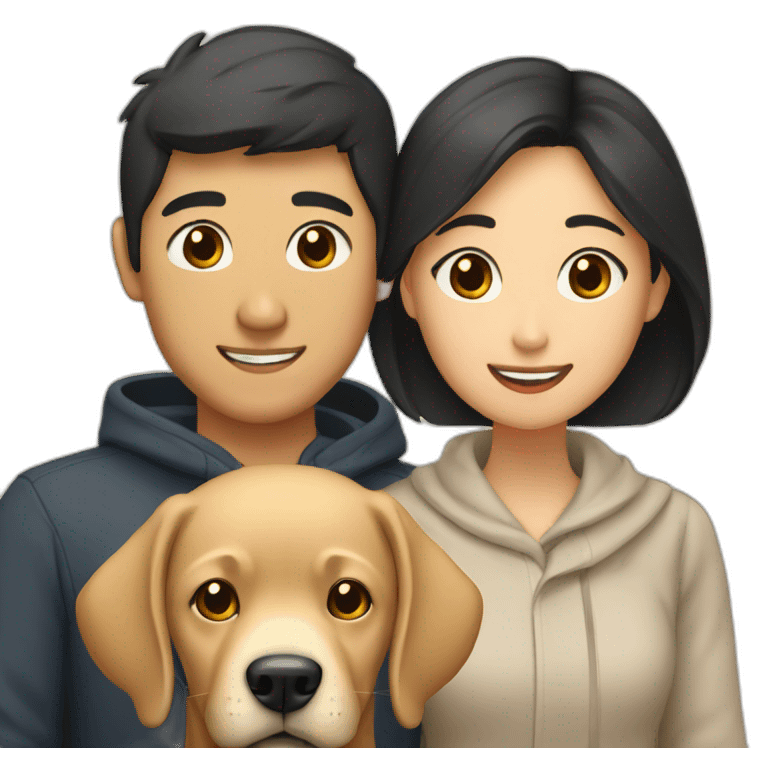 asian couple with labrador emoji