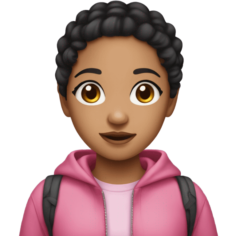 Cute biracial girl with black hair and pink clothes  emoji