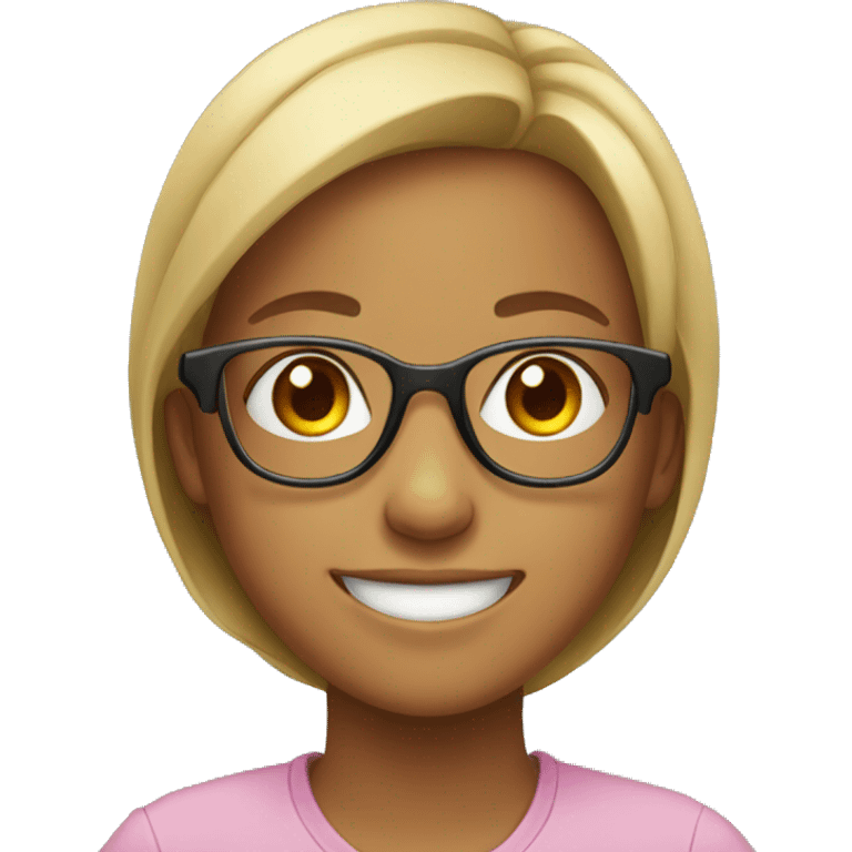 smiling girl with glasses on her head emoji