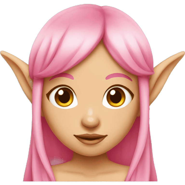 tan skinned elf girl with pink hair emoji