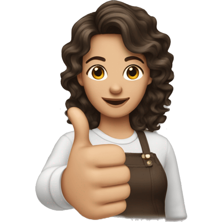 brunette girl wavy hair thumbs up emoji