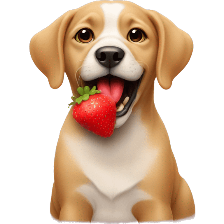 Dog licking strawberry emoji