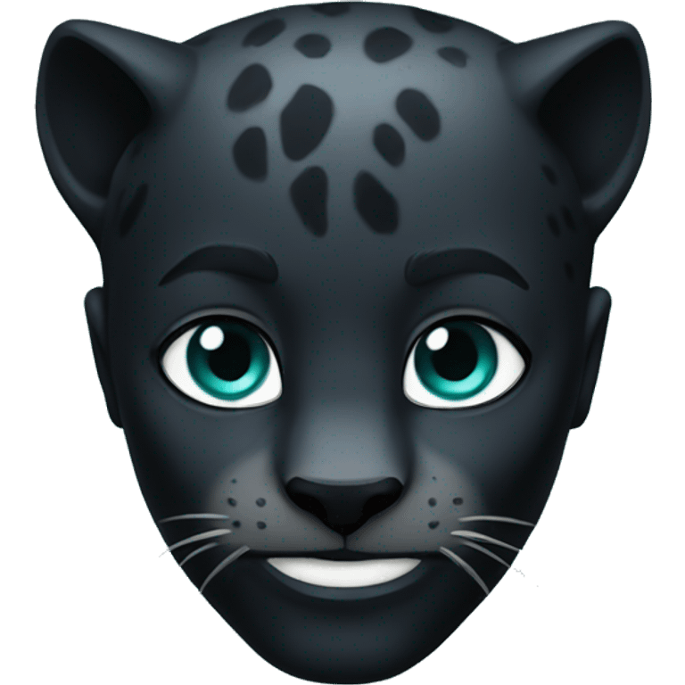 black panther with cyan emoji